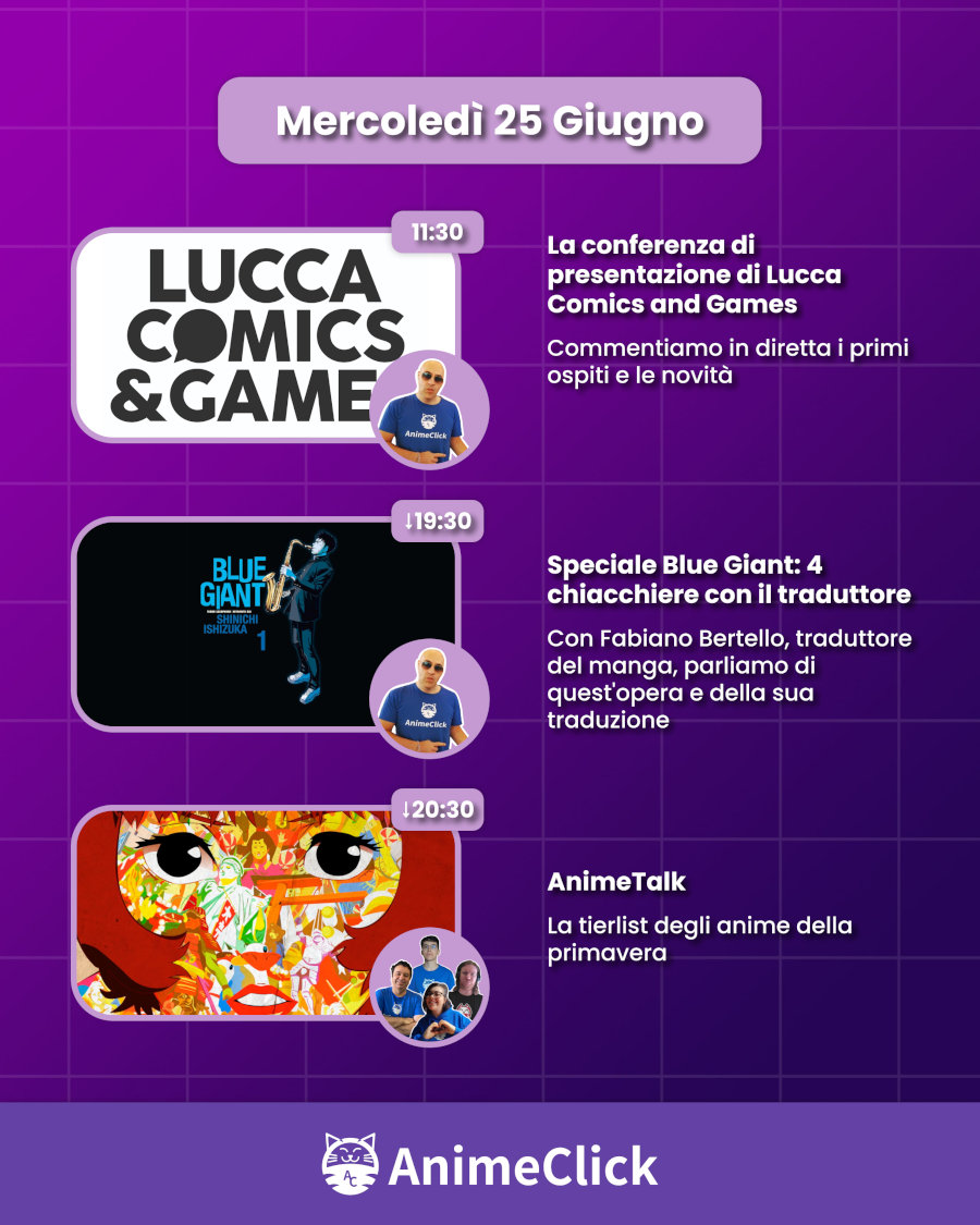 AnimeClick su Twitch: programma dal 23 al 29 giugno AnimeClick su Twitch: programma dal 23 al 29 giugno